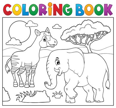 Coloring book African nature topic 7