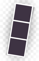 Realistic retro photo frame on transparent background. Instant photo frame for fun or documents. Sweet memories concept.