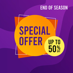 Special offer banner. Promotion square banner with geometric shapes