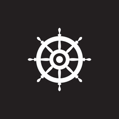 Ship steering wheel logo design vector template