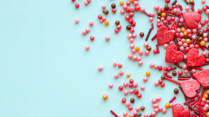 Colorful celebration background with candy.