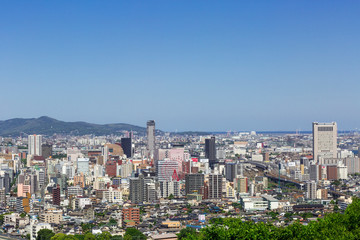 初夏の足立公園からの北九州市街地眺望　北九州市小倉北区
