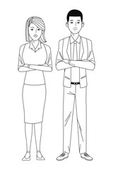 business couple avatar black and white