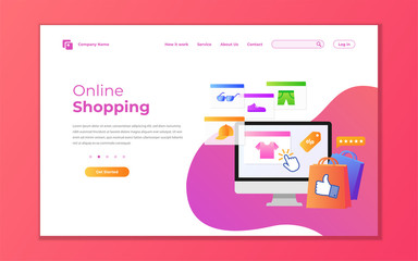 Landing page template of Online Shopping. Modern flat design concept of web page design for website and mobile website. Vector Illustrations