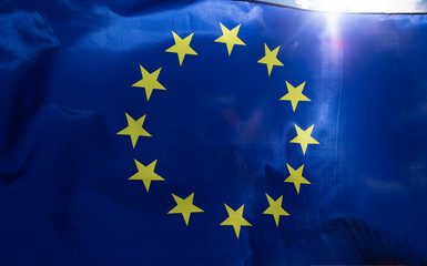 The flag of Europe waving in the wind