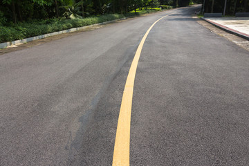 Curved asphalt road in the park