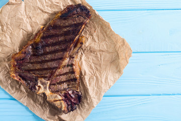 Grilled T-bone steak meat