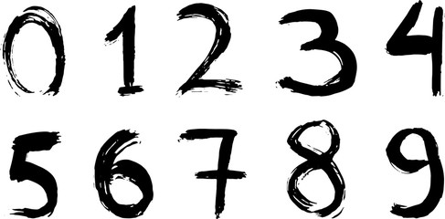 Vector hand-drawn black grunge font isolated on white background.