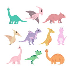 Obraz premium Dinosaurs colored set