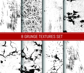 Set of abstract grunge texture backgrounds. Easy to use. Change color in one click. Template for your design works. Vector illustration.