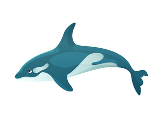 Aquarium cartoon ocean scythe, killer whale animals for games isolated
