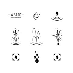 Water - vector icons set on white background.