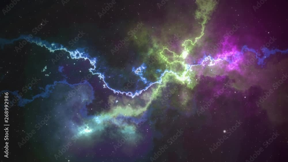 Wall mural magenta and green abstract fractal universe space looping background