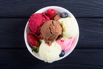 Mix of ice cream ball