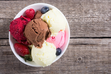 Mix of ice cream ball