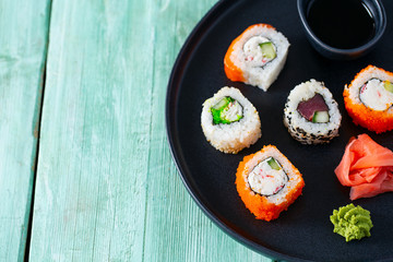 Fototapeta na wymiar sushi rolls set