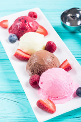 Mix of ice cream ball