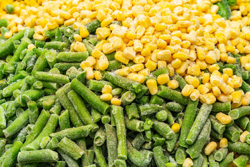 Frozen organic sweet corn and green beans.