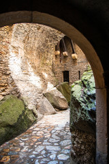 Passage under the bridge in Czocha Castle in Poland