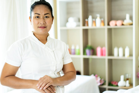 Portrait Of Asian female Business Owner Standing In Spa salon. Start,  Leisure, lifestyle beauty woman concept