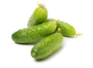 Green cucumber on the white background