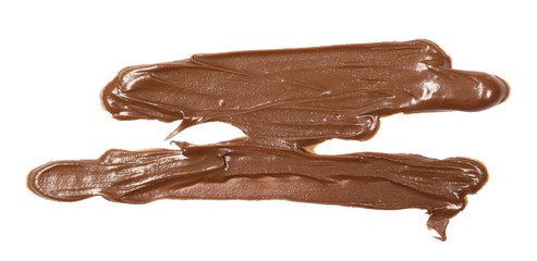Cream chocolate spread isolated on white background, top view