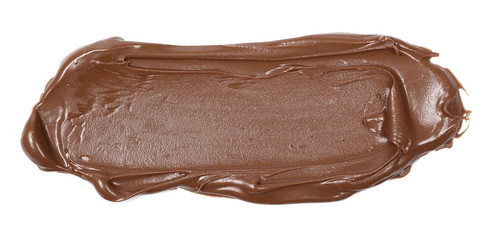 Cream chocolate spread isolated on white background, top view