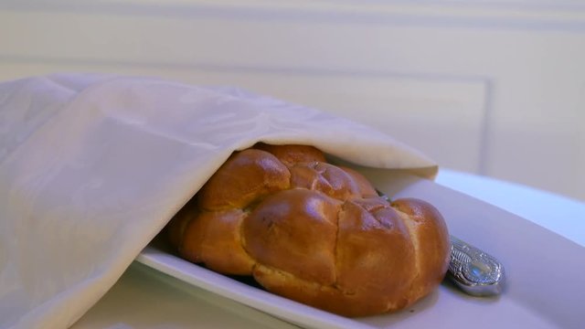 Slow move reveal challah bread