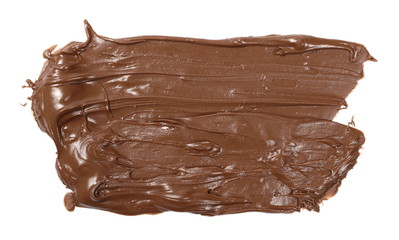 Cream chocolate spread isolated on white background, top view