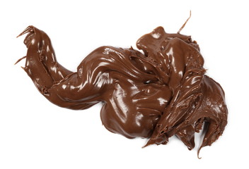 Cream chocolate spread isolated on white background, top view