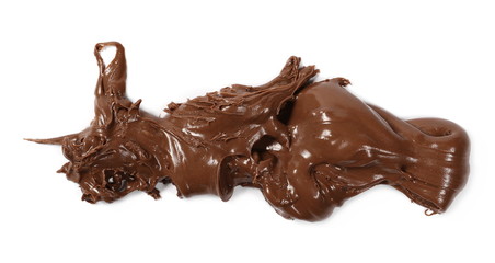 Cream chocolate spread isolated on white background, top view