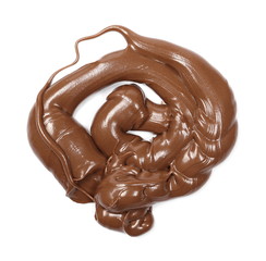 Cream chocolate spread isolated on white background, top view