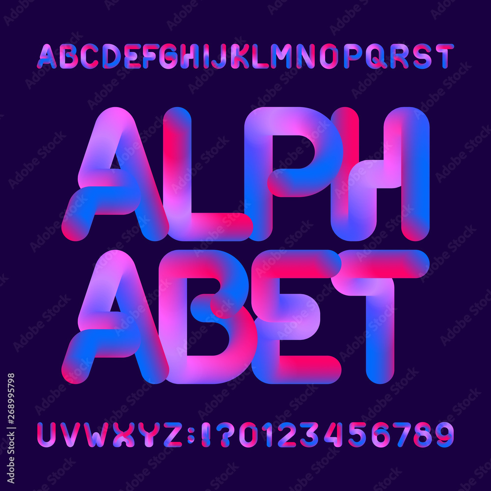 Fototapete flexible 3d alphabet font. uppercase letters and numbers. vector typescript for your typography desi