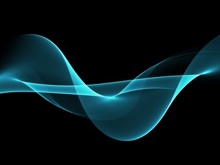 Abstract neon blue flow wave background