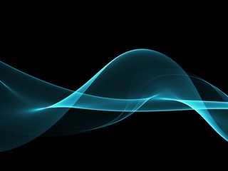 Abstract neon blue flow wave background