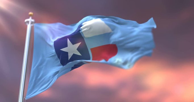Flag of Collin, county of the state of Texas at sunset, in United States - loop