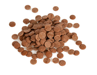 chocolate chips isolated on white