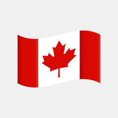 Canada flag waving form on gray background. Vector illustration.