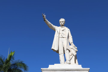 Close-up of statue of Jose Marti in the Jose Marti square in Cienfuegos, Cuba