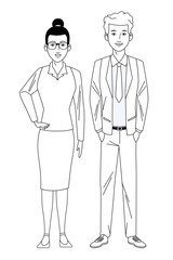 business couple avatar black and white