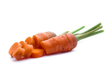 fresh carrots isolated on white background