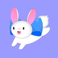 Kawaii bunny, Cute rabbit, anime graphic design template, animal app icon, vector illustration