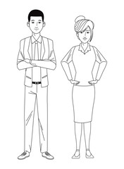 business couple avatar black and white