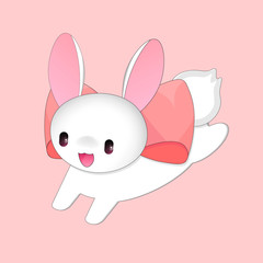 Obraz na płótnie Canvas Kawaii bunny, Cute rabbit, anime graphic design template, animal app icon, vector illustration