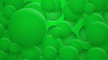 Abstract background of holes and circles with shadows in green colors