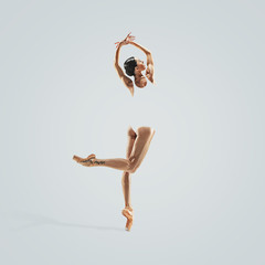 Graceful ballet dancer or classic ballerina dancing isolated on studio background. Woman's...