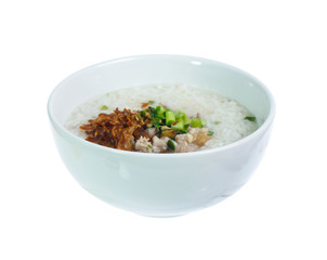 Boiled rice pork  isolated on white