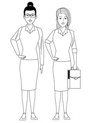 businesswomen avatar cartoon character black and white