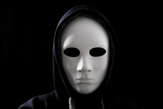HACKER mask on black background