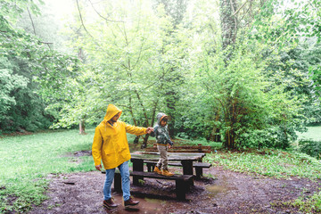 Father and son spending day in nature